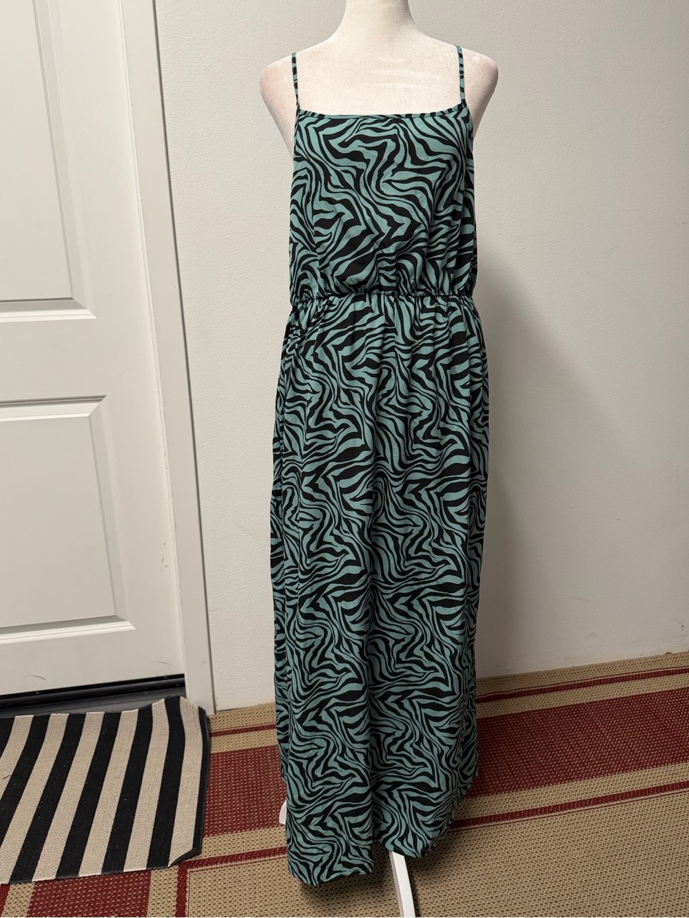 ONLY Zebra Print Maxi Dress Size XL Teal Black